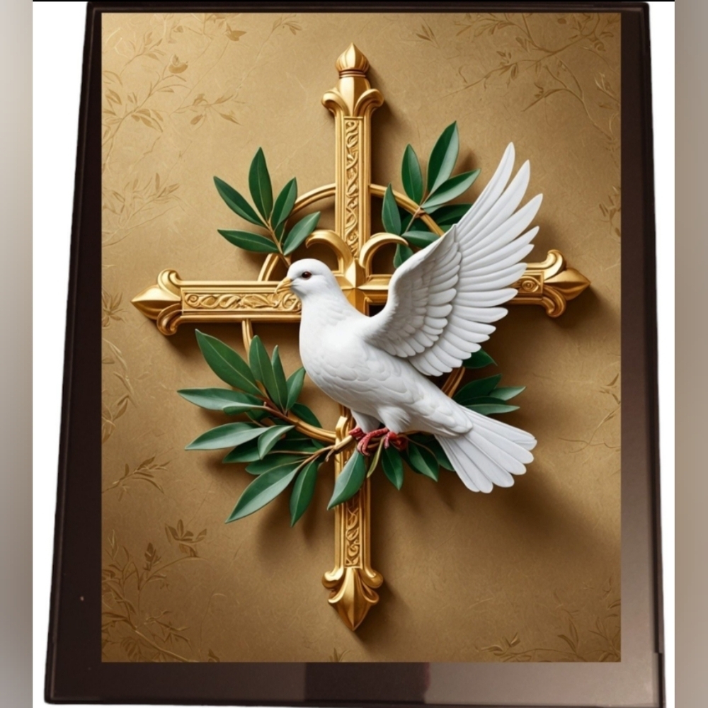 A Golden Cross In A Frame 8x10 A.I. Print